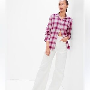 GAP The Easy Shirt Pink Plaid Button Down Shirt